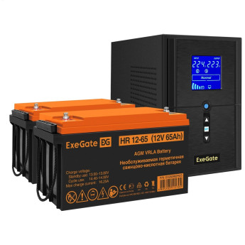 Комплект EXEGATE ИБП EX295988RUS + батарея 65Aч EX282982RUS 2шт