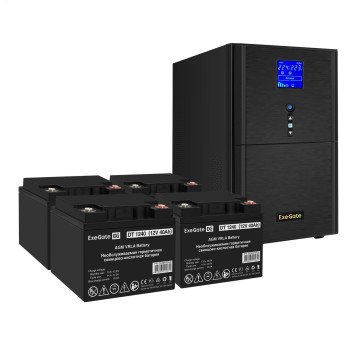 Комплект EXEGATE ИБП EX295991RUS + батарея 40Aч EX282976RUS 4шт