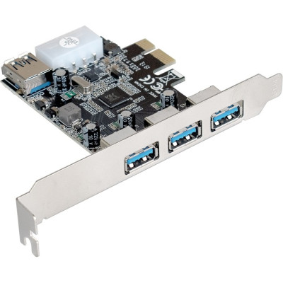 Контроллер EXEGATE EXE-367 (PCI-E 2.0, 3xUSB3.0 ext. + 1xUSB 3.0 int., разъем доп. питания)